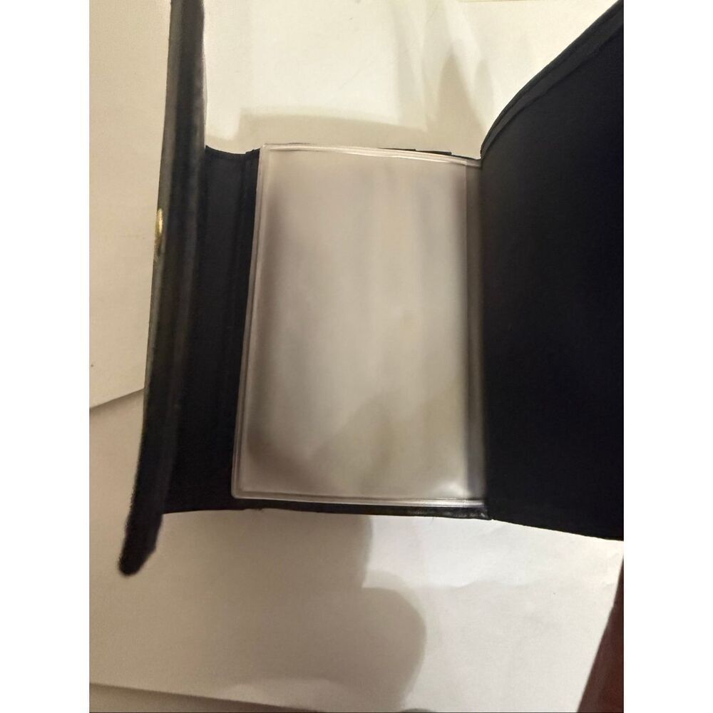 Women's Leather Tri-fold Kisslock Coin Pocket Card Holder Wallet Black OS NWT